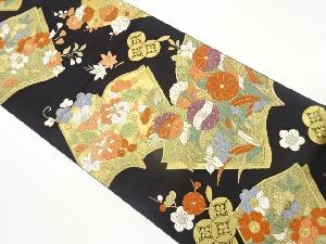 冊子に花々模様織出し袋帯